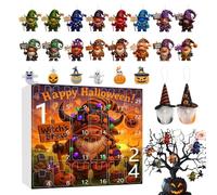 Nhujevkom Gnome Countdown Calendar | 24-Day Count Down to Halloween Gnome Cow Calendar,2D Acrylic 3D Resin Decoration Keepsake for Kids Boys Girls Adults Wall Mantel Tree