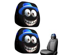 Nhujevkom Headrest Covers for Cars, Breathable Car Headrest Protector - Double-Sided Printing Elastic Big Eyes Scary Pumpkin Head Rest Covers for Vehicles Driver Passenger Interior Halloween