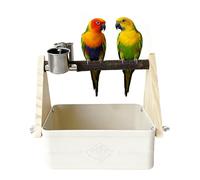 Nhujevkom Parrot Stand - Birds Training Stand with Double Bowls | Parrot Feeding Perch | for Garden Outside Birds Cockatiel Conure Hummingbird Pigeon Quaker Lovebird Pet