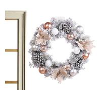 Nhujevkom Winter Wreath,15.75in Snowy Christmas Wreath with Pine Cones Silver Berries - Outdoor Winter Door Decoration, Weatherproof Wreaths Garlands for, Front Door Outside