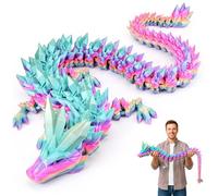 Nhuwijv 3D Dragon, 3D Printed Dragon, Large Size with Poseable Design for Desk Decor, Fantasy Collection Display and Stress Relief, Giant 23.62 inch Rainbow Crystal Dragon