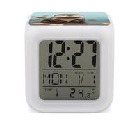 NHYDSPQ Alarm Clock,Cute Otter Print Digital Alarm Clock,Travel Alarm Clocks,Small Alarm Clock for Bedside,Alarm Clock Battery Powered