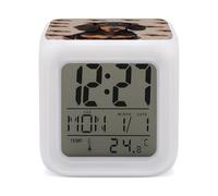 NHYDSPQ Alarm Clock,Dachshund Dog Print Digital Alarm Clock,Travel Alarm Clocks,Small Alarm Clock for Bedside,Alarm Clock Battery Powered, White