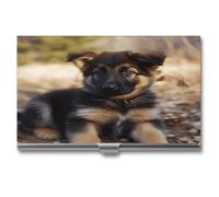 NHYDSPQ Business Card Holder/case,German Shepherd Puppy Print Card Box,metal Business Card Case,metal Business Card Holder for Men & Women