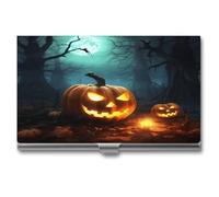 NHYDSPQ Business Card Holder/case,Happy Halloween Pumpkins Print Card Box,metal Business Card Case,metal Business Card Holder for Men & Women