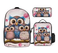 NHYDSPQ Casual Daypacks,Cute Owls Print Backpack Set, Backpack And Lunch Bag Set,3 Pcs Backpack Sets, Style, One Size, Traditional Backpacks