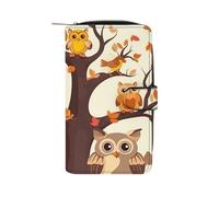 NHYDSPQ Leather Wallet, Cartoon Family Owls On The Brown Tree Print Wallet,ladies Leather Wallet,money Clip Wallets,zipper Wallet for Men And Women., 19.7x11x3.5cm, style, style, 19.7x11x3.5cm, Casual