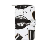 NHYDSPQ Leather Wallet, Cool Black Lipstick Lips Print Wallet,ladies Leather Wallet,money Clip Wallets,zipper Wallet for Men And Women., 19.7x11x3.5cm, style, style, 19.7x11x3.5cm