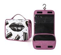 NHYDSPQ Toiletry Bags, Cool Black Lipstick Lips Print Toiletry Bags,travel Makeup Bag with Hanging Hook Suitable for Toiletries,travel Essentials, style, style, One Size