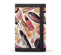 NHYDSPQ Trifold Wallet, Cosmetic And Makeup Theme Pattern Print Trifold Wallet,best Men's Blocking Trifold Wallet Sleek And Slim for Men And Women., style, One Size, Modern