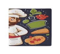NHYDSPQ Wallets,Chef Pizza Print Mens Wallets,mens Slim Wallet,trendy Men’s Bifold Wallets with Multiple Card Slots, style, One Size, Modern