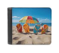NHYDSPQ Wallets,Colorful Flip Flops Beach Ball Print Mens Wallets,mens Slim Wallet,trendy Men’s Bifold Wallets with Multiple Card Slots, style, One Size, Modern