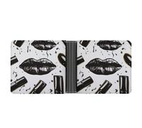 NHYDSPQ Wallets,Cool Black Lipstick Lips Print Mens Wallets,mens Slim Wallet,trendy Men’s Bifold Wallets with Multiple Card Slots, style, One Size, Modern