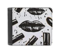NHYDSPQ Wallets,Cool Black Lipstick Lips Print Mens Wallets,mens Slim Wallet,trendy Men’s Bifold Wallets with Multiple Card Slots, style, One Size, Modern