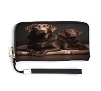 NHYDSPQ Womens Wallet,Brown Labrador Retriever Print Ladies Cluth,PU Leather Zip Around Wallet,wrist Strap Long Purse, style, 20.0*10.5cm, Modern