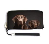 NHYDSPQ Womens Wallet,Brown Labrador Retriever Print Ladies Cluth,PU Leather Zip Around Wallet,wrist Strap Long Purse, style, 20.0*10.5cm, Modern