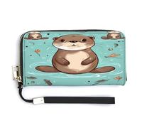 NHYDSPQ Womens Wallet,Cartoon Cute Otter Print Ladies Cluth,PU Leather Zip Around Wallet,wrist Strap Long Purse, style, 20.0*10.5cm, Modern