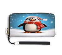 NHYDSPQ Womens Wallet,Christmas Funny Penguin Print Ladies Cluth,PU Leather Zip Around Wallet,wrist Strap Long Purse, style, 20.0*10.5cm, Modern