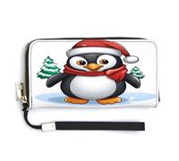 NHYDSPQ Womens Wallet,Christmas Penguin Print Ladies Cluth,PU Leather Zip Around Wallet,wrist Strap Long Purse, style, 20.0*10.5cm, Modern