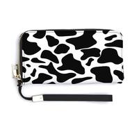 NHYDSPQ Womens Wallet,Cow Spot Print Ladies Cluth,PU Leather Zip Around Wallet,wrist Strap Long Purse, style, 20.0*10.5cm, Modern