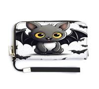 NHYDSPQ Womens Wallet,Cute Bat Print Ladies Cluth,PU Leather Zip Around Wallet,wrist Strap Long Purse, style, 20.0*10.5cm, Modern