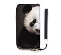 NHYDSPQ Womens Wallet,Cute Black And White Panda Print Ladies Cluth,PU Leather Zip Around Wallet,wrist Strap Long Purse, style, 20x10.5cm, Modern