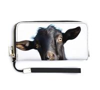 NHYDSPQ Womens Wallet,Cute Black Goat Animal Print Ladies Cluth,PU Leather Zip Around Wallet,wrist Strap Long Purse, style, 20.0*10.5cm, Modern