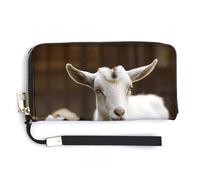 NHYDSPQ Womens Wallet,Cute Goat Print Ladies Cluth,PU Leather Zip Around Wallet,wrist Strap Long Purse, style, 20.0*10.5cm, Modern