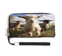 NHYDSPQ Womens Wallet,Cute Goat Print Ladies Cluth,PU Leather Zip Around Wallet,wrist Strap Long Purse, style, 20.0*10.5cm, Modern