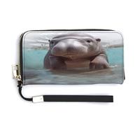 NHYDSPQ Womens Wallet,Cute Hippo Print Ladies Cluth,PU Leather Zip Around Wallet,wrist Strap Long Purse, style, 20.0*10.5cm, Modern