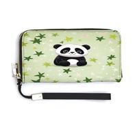 NHYDSPQ Womens Wallet,Cute Panda And Star Print Ladies Cluth,PU Leather Zip Around Wallet,wrist Strap Long Purse, style, 20.0*10.5cm, Modern