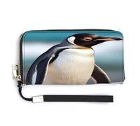 NHYDSPQ Womens Wallet,Cute Penguin Print Ladies Cluth,PU Leather Zip Around Wallet,wrist Strap Long Purse, style, 20.0*10.5cm, Modern
