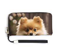NHYDSPQ Womens Wallet,Cute Pomeranian Dog Print Ladies Cluth,PU Leather Zip Around Wallet,wrist Strap Long Purse, style, 20.0*10.5cm, Modern
