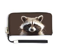 NHYDSPQ Womens Wallet,Cute Raccoon Print Ladies Cluth,PU Leather Zip Around Wallet,wrist Strap Long Purse, style, 20.0*10.5cm, Modern