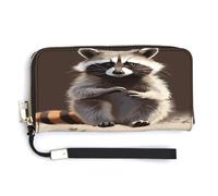 NHYDSPQ Womens Wallet,Cute Raccoon Print Ladies Cluth,PU Leather Zip Around Wallet,wrist Strap Long Purse, style, 20.0*10.5cm, Modern