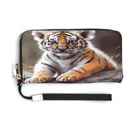 NHYDSPQ Womens Wallet,Cute Tiger Print Ladies Cluth,PU Leather Zip Around Wallet,wrist Strap Long Purse, style, 20.0*10.5cm, Modern