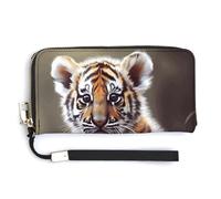 NHYDSPQ Womens Wallet,Cute Tiger Print Ladies Cluth,PU Leather Zip Around Wallet,wrist Strap Long Purse, style, 20.0*10.5cm, Modern