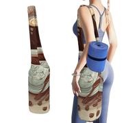NHYDSPQ Yoga Mat Storage Bag Coffee And Sweets Sugar Chocolate Print Yoga Mat Bag,yoga Mat Bag with Large Side Pockets,can Store Yoga Accessories, 50x40x18cm, style-14