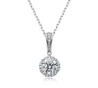 NHYHEHMR 925 6,5 mm Round Collier Moisanite Humeur pour Le Pendentif d'amour pour Les Femmes avec Une Longueur de chaîne 40 + 2 + 3cm