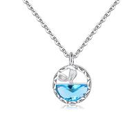 NHYHEHMR 925 Necklace Jewelry For Women with Sapphire Mermaid Tail Pendant for Wedding Anniversary Promise Party Jewelry Gift