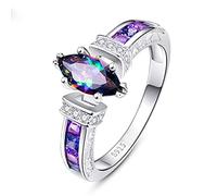 NHYHEHMR 925 Ring for Women with oval Rainbow Fire Mystic Topaz Gemstone Jewelry Party Fine Jewelry Gift