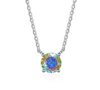 NHYHEHMR Accessories 1ct Moissanite Necklace for Women Red/Blue/Green Diamond Necklaces D Color Moissanite Pendant Necklace for Women