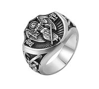 NHYHEHMR Archangel St.Michael Religion Amulet Titanium Steel Men's Rings Punk Hip hop for Man Boyfriend Biker Jewelry Creativity Gift