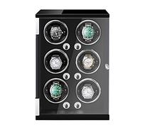 NHYHEHMR Automatic Watch Winder for Men's and Women's Watch Watch Rotator Box for 6 Watches with LED Lights Quiet Mabuchi Motor Adjustable Watch Pillows Nice Gift (Color : Black PU, Size : 6+0)