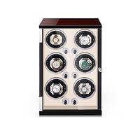 NHYHEHMR Automatic Watch Winder for Men's and Women's Watch Watch Rotator Box for 6 Watches with LED Lights Quiet Mabuchi Motor Adjustable Watch Pillows Nice Gift (Color : Black PU, Size : 6+0)