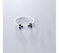 NHYHEHMR Bague en S925, Bague de Mode Pour Femme à Trois Pétales, Ouverture de Diamant, Bijoux à Main RéglablesBague diamant noir, Ouverture réglable