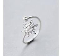 NHYHEHMR Bague en S925, Bague en Fme de Flocon de Neige en Diamant Pour Damesbague en s925, Ouverture réglable