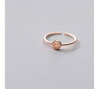 NHYHEHMR Bague en S925, Bague Ouverte Pour Femme avec un Doigt D'Index de Visage Souriant Simple et rose, Ouverture réglable