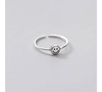 NHYHEHMR Bague en S925, Bague Ouverte Pour Femme avec un Doigt D'Index de Visage Souriant Simple, Ouverture réglable