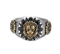NHYHEHMR Bague en S925 Ouvertures de Lion Mâle Réglable Bijoux Anciens en ThaïlandaisConvient à la taille 18-24# HK, Ouverture réglable